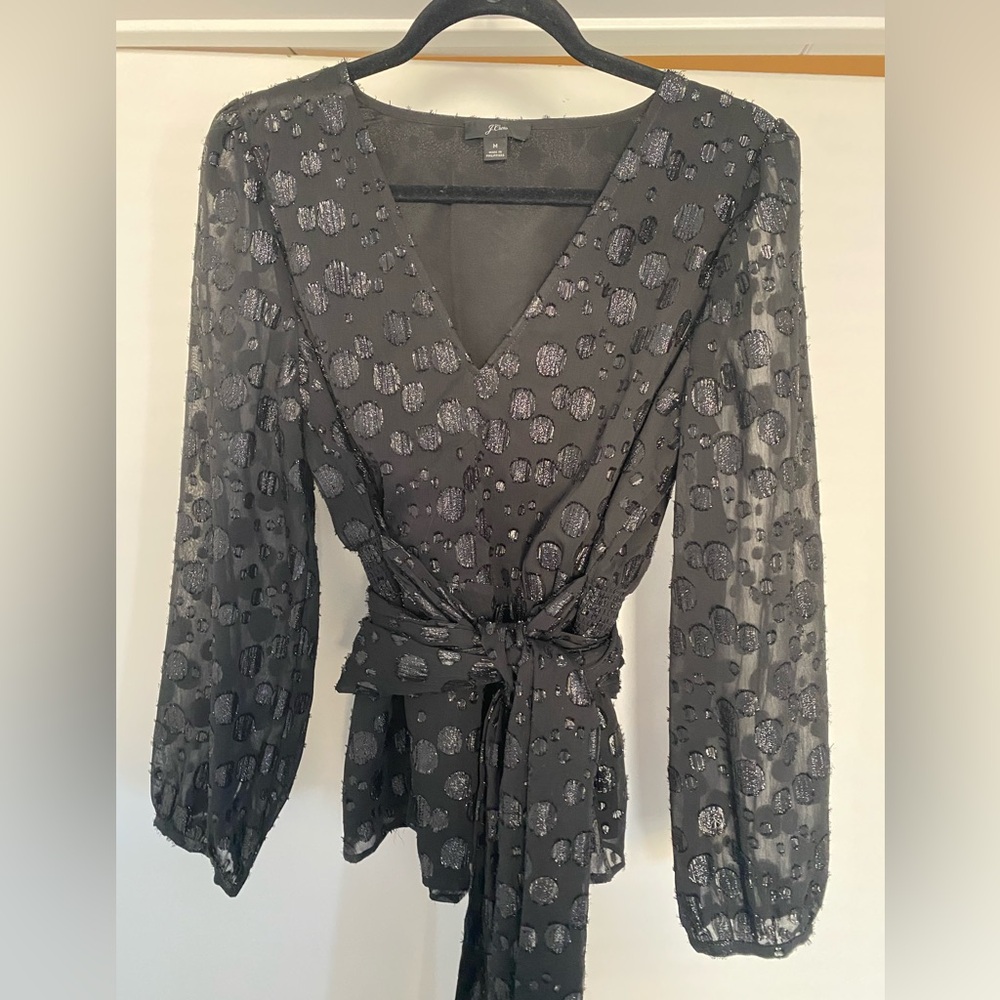 NWOT J. Crew long sleeve peplum blouse, size M